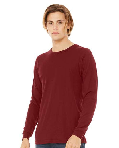 Custom Embroidered  BELLA + CANVAS Jersey Long Sleeve Tee 3501 Cardinal