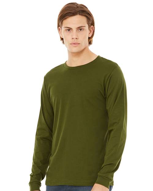 Custom Embroidered  BELLA + CANVAS Jersey Long Sleeve Tee 3501 Olive