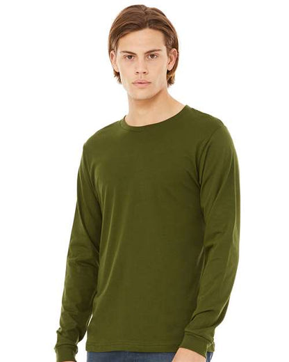 Custom Embroidered  BELLA + CANVAS Jersey Long Sleeve Tee 3501 Olive
