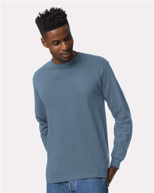 Custom Embroidered  Gildan Ultra Cotton® Long Sleeve T-Shirt 2400 Indigo Blue