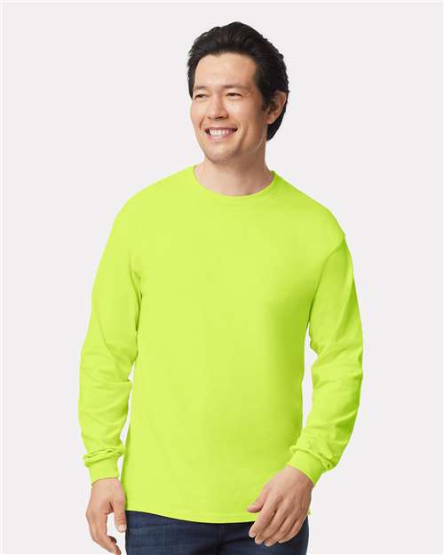 Gildan Ultra Cotton® Long Sleeve T-Shirt 2400 Safety Green
