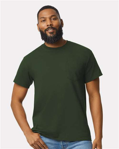 Custom Embroidered  Gildan Ultra Cotton® Pocket T-Shirt 2300 Forest Green