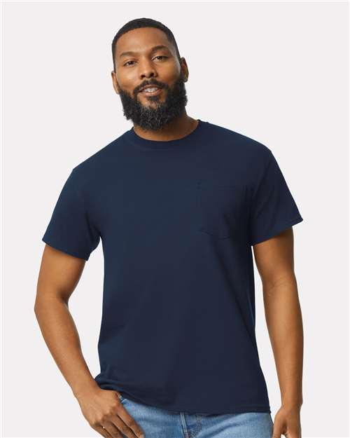 Custom Embroidered  Gildan Ultra Cotton® Pocket T-Shirt 2300 Navy
