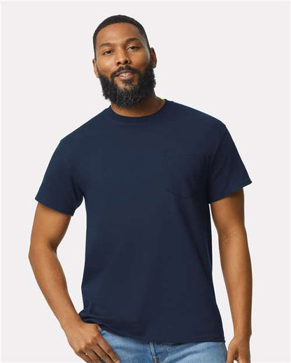 Custom Embroidered  Gildan Ultra Cotton® Pocket T-Shirt 2300 Navy