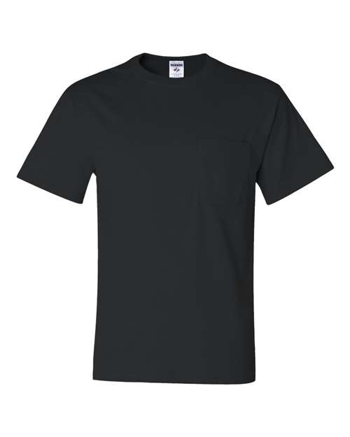JERZEES Dri-Power® 50/50 Pocket T-Shirt 29MPR Black Custom Embroidered Business Logo