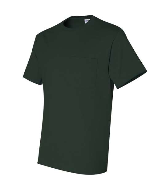 JERZEES Dri-Power® 50/50 Pocket T-Shirt 29MPR Black Heather Custom Embroidered Business Logo