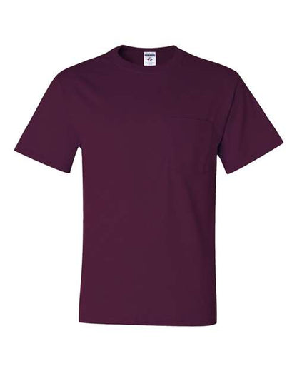 JERZEES Dri-Power® 50/50 Pocket T-Shirt 29MPR Maroon Custom Embroidered Business Logo