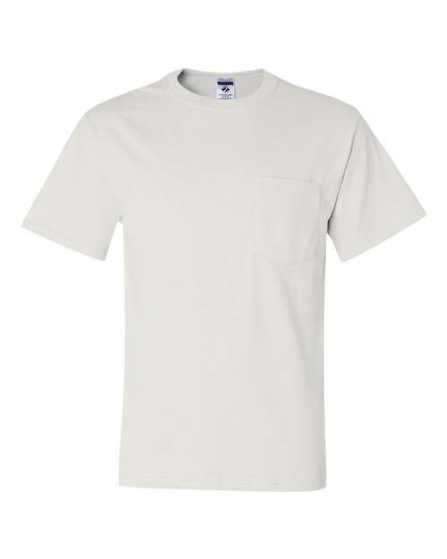 JERZEES Dri-Power® 50/50 Pocket T-Shirt 29MPR White Custom Embroidered Business Logo