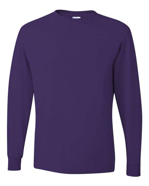 JERZEES Dri-Power® Long Sleeve 50/50 T-Shirt 29LSR Cyber Pink Custom Embroidered Business Logo