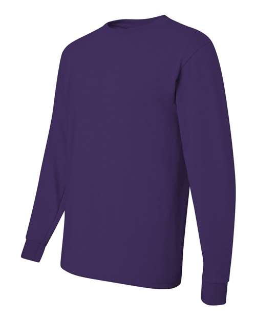 JERZEES Dri-Power® Long Sleeve 50/50 T-Shirt 29LSR Deep Purple Custom Embroidered Business Logo