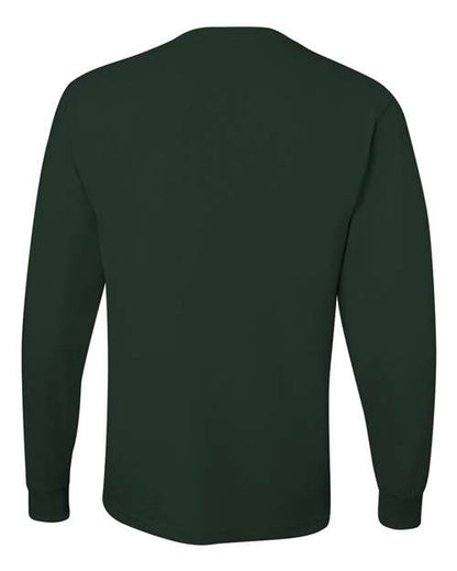 JERZEES Dri-Power® Long Sleeve 50/50 T-Shirt 29LSR Forest Green Custom Embroidered Business Logo