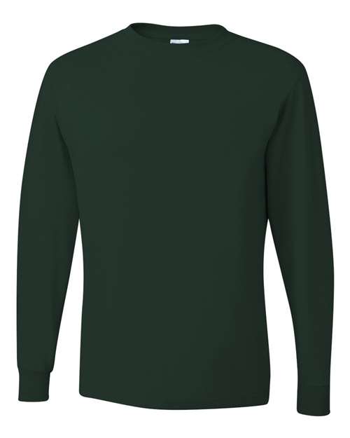 JERZEES Dri-Power® Long Sleeve 50/50 T-Shirt 29LSR Forest Green Custom Embroidered Business Logo