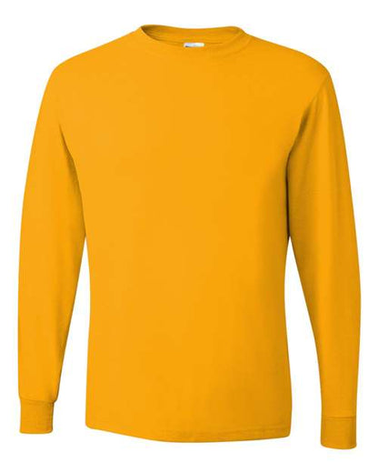 JERZEES Dri-Power® Long Sleeve 50/50 T-Shirt 29LSR Gold Custom Embroidered Business Logo