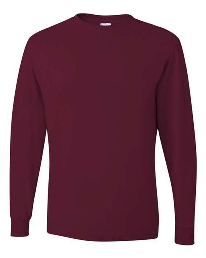 JERZEES Dri-Power® Long Sleeve 50/50 T-Shirt 29LSR Maroon Custom Embroidered Business Logo