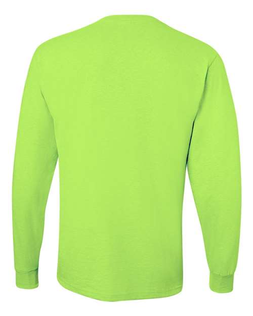 JERZEES Dri-Power® Long Sleeve 50/50 T-Shirt 29LSR Safety Green Custom Embroidered Business Logo