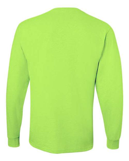 JERZEES Dri-Power® Long Sleeve 50/50 T-Shirt 29LSR Safety Green Custom Embroidered Business Logo
