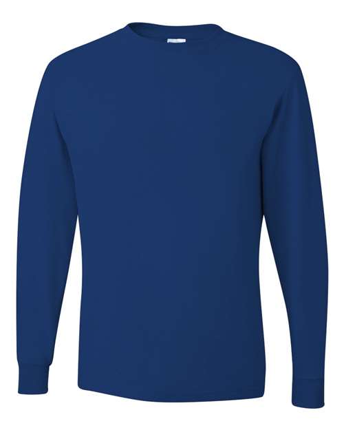 JERZEES Dri-Power® Long Sleeve 50/50 T-Shirt 29LSR Royal Custom Embroidered Business Logo