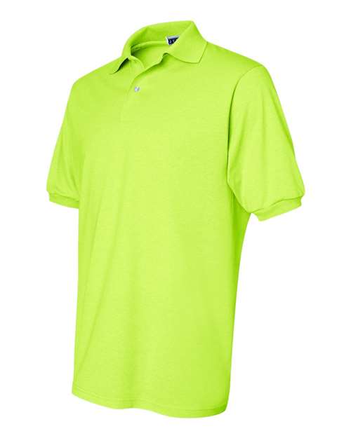 JERZEES SpotShield™ 50/50 Polo 437MSR Safety Green Custom Embroidered Business Logo