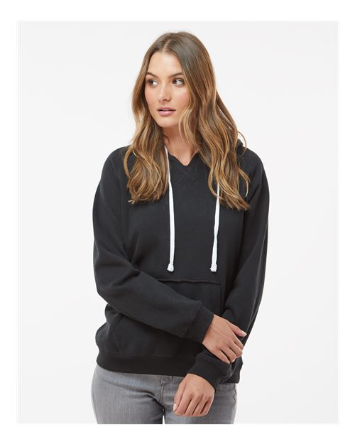 Custom Embroidered  J. America Women's Sueded V-Neck Hooded Sweatshirt 8836  