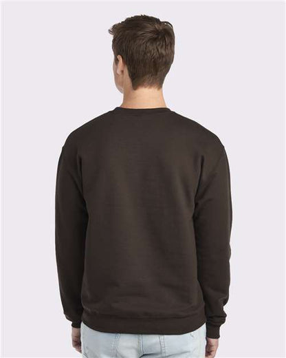 JERZEES NuBlend® Crewneck Sweatshirt 562MR Chocolate Custom Embroidered Business Logo
