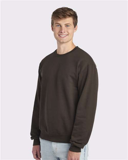 JERZEES NuBlend® Crewneck Sweatshirt 562MR Chocolate Custom Embroidered Business Logo