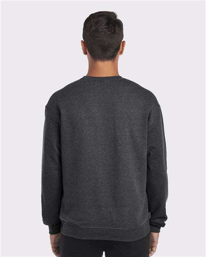 JERZEES NuBlend® Crewneck Sweatshirt 562MR Black Heather Custom Embroidered Business Logo