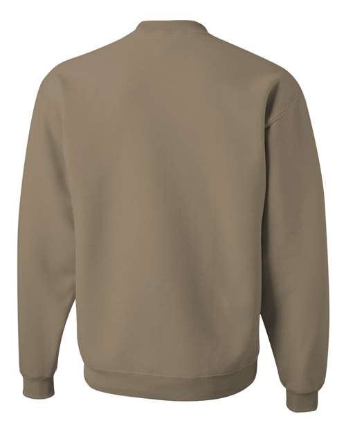 JERZEES NuBlend® Crewneck Sweatshirt 562MR Khaki Custom Embroidered Business Logo