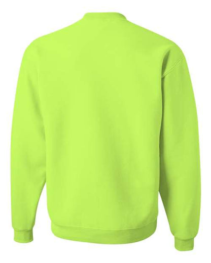 JERZEES NuBlend® Crewneck Sweatshirt 562MR Safety Green Custom Embroidered Business Logo