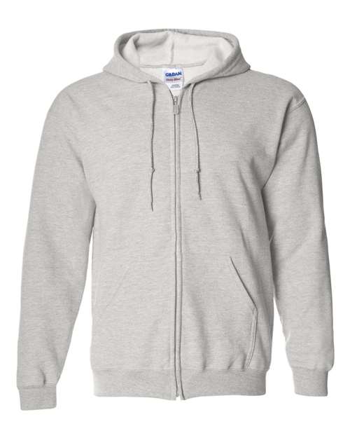 Gildan Heavy Blend™ Full-Zip Hooded Sweatshirt 18600 Ash Custom Embroidered Business Logo