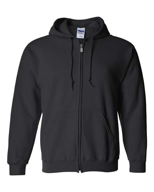 Gildan Heavy Blend™ Full-Zip Hooded Sweatshirt 18600 Black Custom Embroidered Business Logo