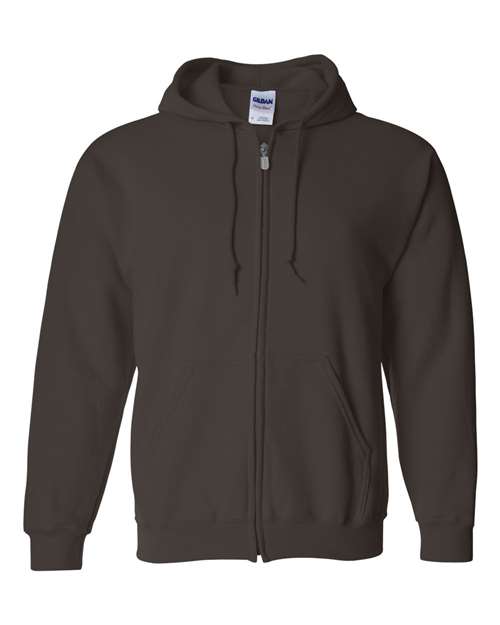Gildan Heavy Blend™ Full-Zip Hooded Sweatshirt 18600 Dark Chocolate Custom Embroidered Business Logo