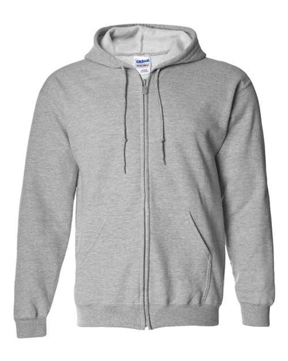 Gildan Heavy Blend™ Full-Zip Hooded Sweatshirt 18600 Sport Grey Custom Embroidered Business Logo