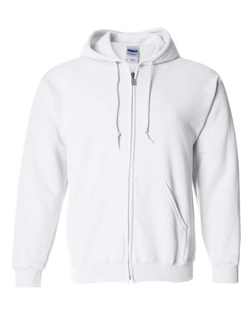 Gildan Heavy Blend™ Full-Zip Hooded Sweatshirt 18600 White Custom Embroidered Business Logo