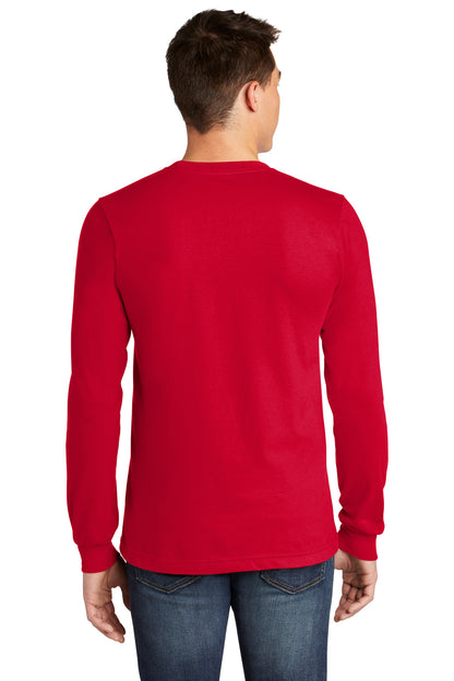 Custom Embroidered American Apparel  Fine Jersey Unisex Long Sleeve T-Shirt 2007,Red