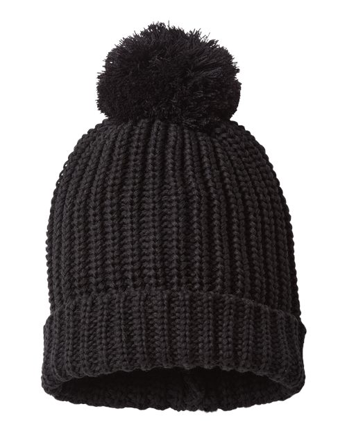 Richardson Chunky Cable with Cuff & Pom Beanie 143R