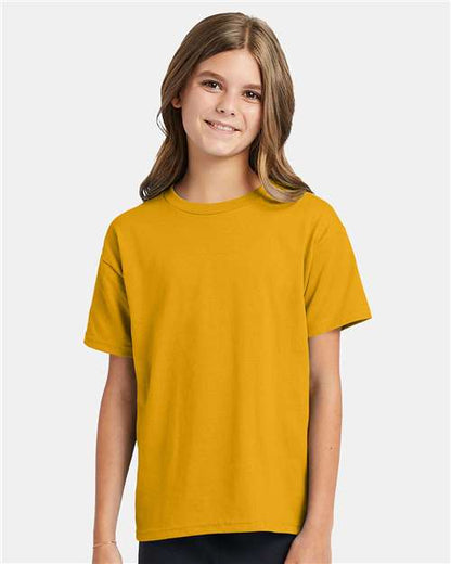 Custom Embroidered  Hanes Ecosmart™ Youth T-Shirt 5370 Gold