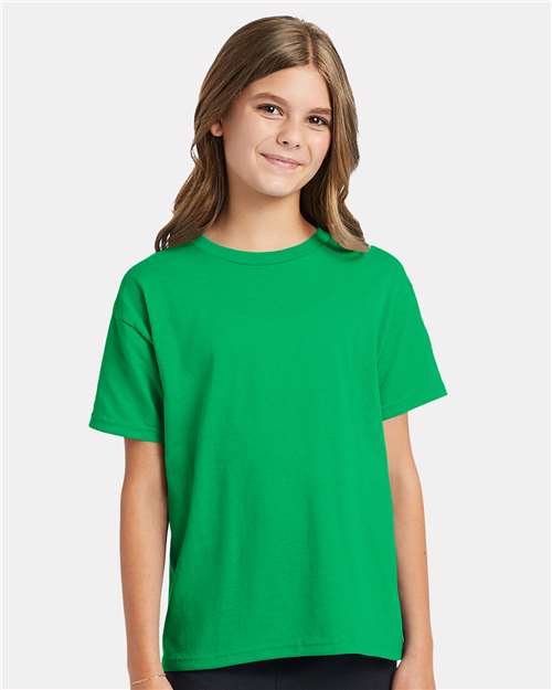 Custom Embroidered  Hanes Ecosmart™ Youth T-Shirt 5370 Kelly Green