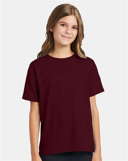 Custom Embroidered  Hanes Ecosmart™ Youth T-Shirt 5370 Maroon