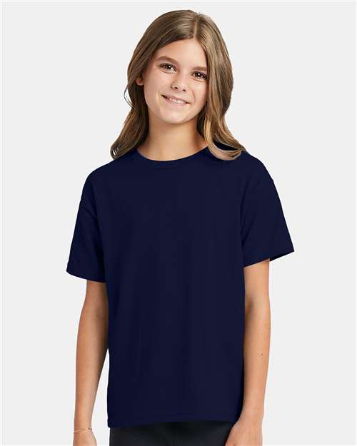 Custom Embroidered  Hanes Ecosmart™ Youth T-Shirt 5370 Navy