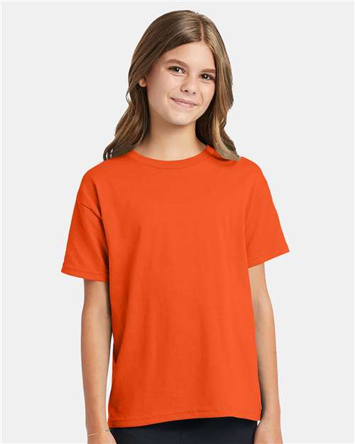 Custom Embroidered  Hanes Ecosmart™ Youth T-Shirt 5370 Orange
