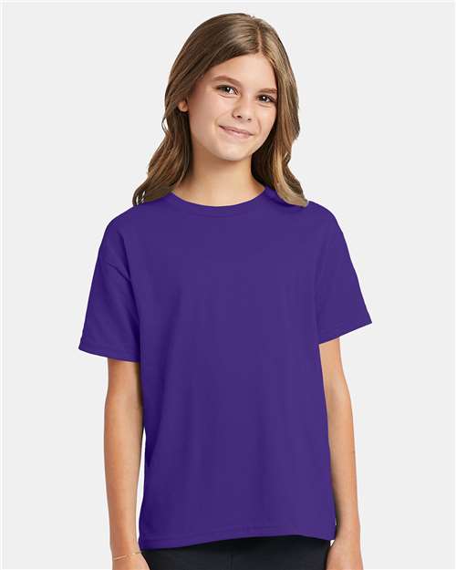 Custom Embroidered  Hanes Ecosmart™ Youth T-Shirt 5370 Purple