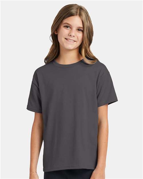 Custom Embroidered  Hanes Ecosmart™ Youth T-Shirt 5370 Smoke Grey