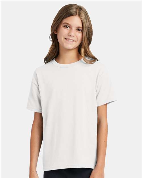Custom Embroidered  Hanes Ecosmart™ Youth T-Shirt 5370 White