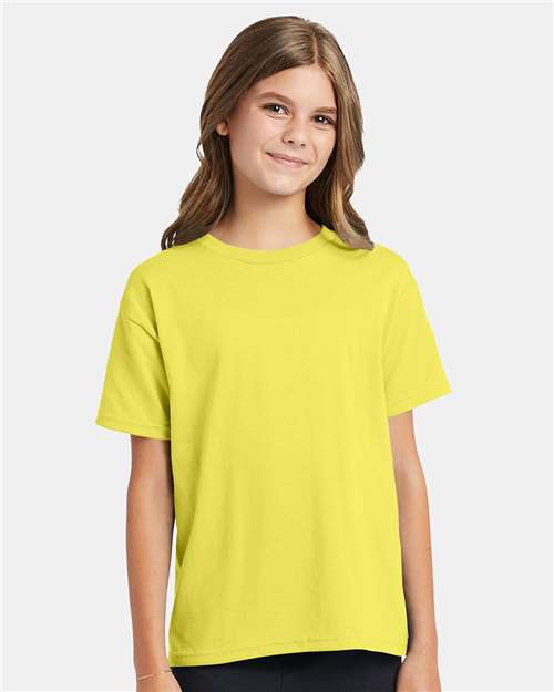 Custom Embroidered  Hanes Ecosmart™ Youth T-Shirt 5370 Yellow