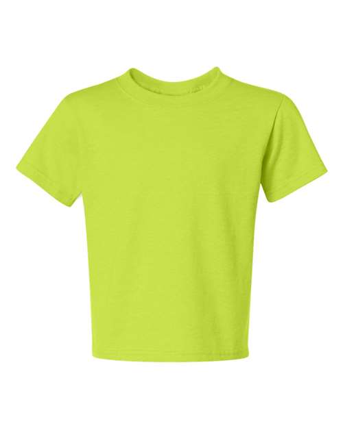 JERZEES Dri-Power® Youth 50/50 T-Shirt 29BR Safety Green Custom Embroidered Business Logo