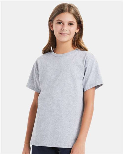 Custom Embroidered  Hanes Essential-T Youth T-Shirt 5480 Light Steel