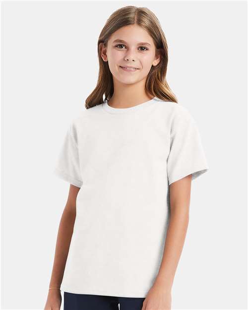 Custom Embroidered  Hanes Essential-T Youth T-Shirt 5480 White