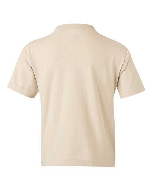 Gildan Heavy Cotton™ Youth T-Shirt 5000B Safety Pink Custom Embroidered Business Logo