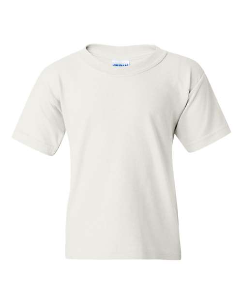 Gildan Heavy Cotton™ Youth T-Shirt 5000B White Custom Embroidered Business Logo