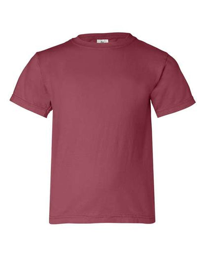 Comfort Colors Garment-Dyed Youth Heavyweight T-Shirt 9018 Crimson Custom Embroidered Business Logo
